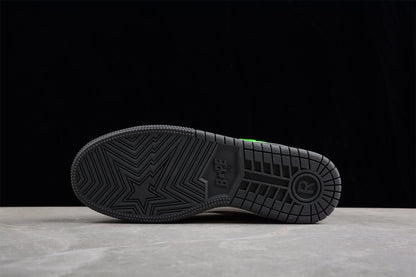 BAPE STA Low-Top Sneakers in Grey and Neon Green
