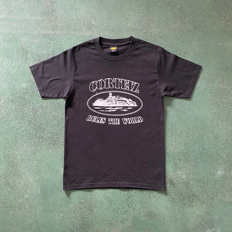 CORTEIZ OG ALCATRAZ TEE BLACK WHITE