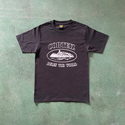 CORTEIZ OG ALCATRAZ TEE BLACK WHITE