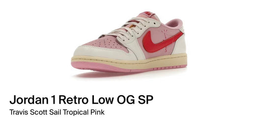 Jordan 1 Retro Low OG SP Travis Scott Sail Tropical Pink