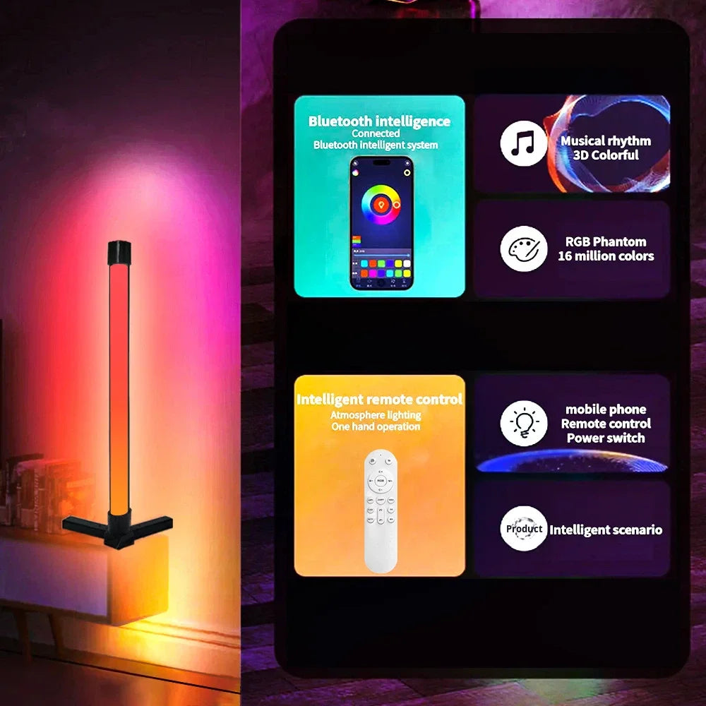 Smart Aluminum Floor Lamp RGBIC Adjustable Height Corner Ambient Light Night Light Home Decoration App Remote Control Modern