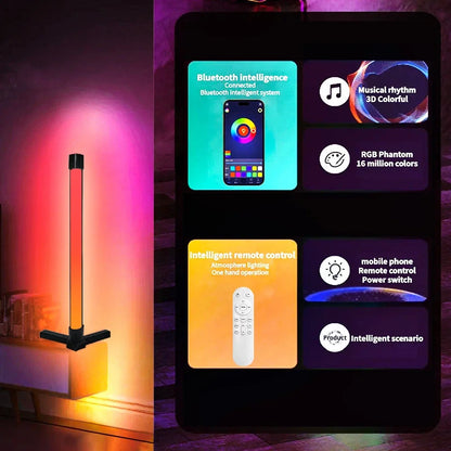 Smart Aluminum Floor Lamp RGBIC Adjustable Height Corner Ambient Light Night Light Home Decoration App Remote Control Modern