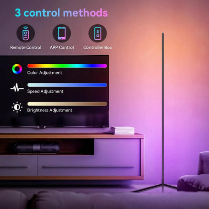 Smart Aluminum Floor Lamp RGBIC Adjustable Height Corner Ambient Light Night Light Home Decoration App Remote Control Modern