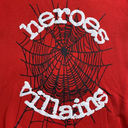 SP5DER x METRO BOOMIN HEROS AND VILLAINS HOODIE RED